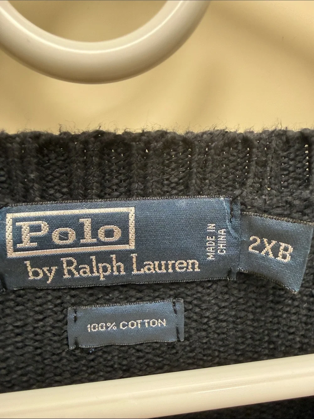 Polo by Ralph Lauren Navy Blue Crewneck Sweater with Purple Pony